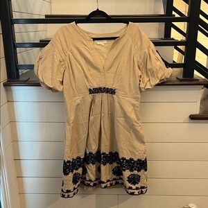 Anthropologie Beige Dress with Black Details
